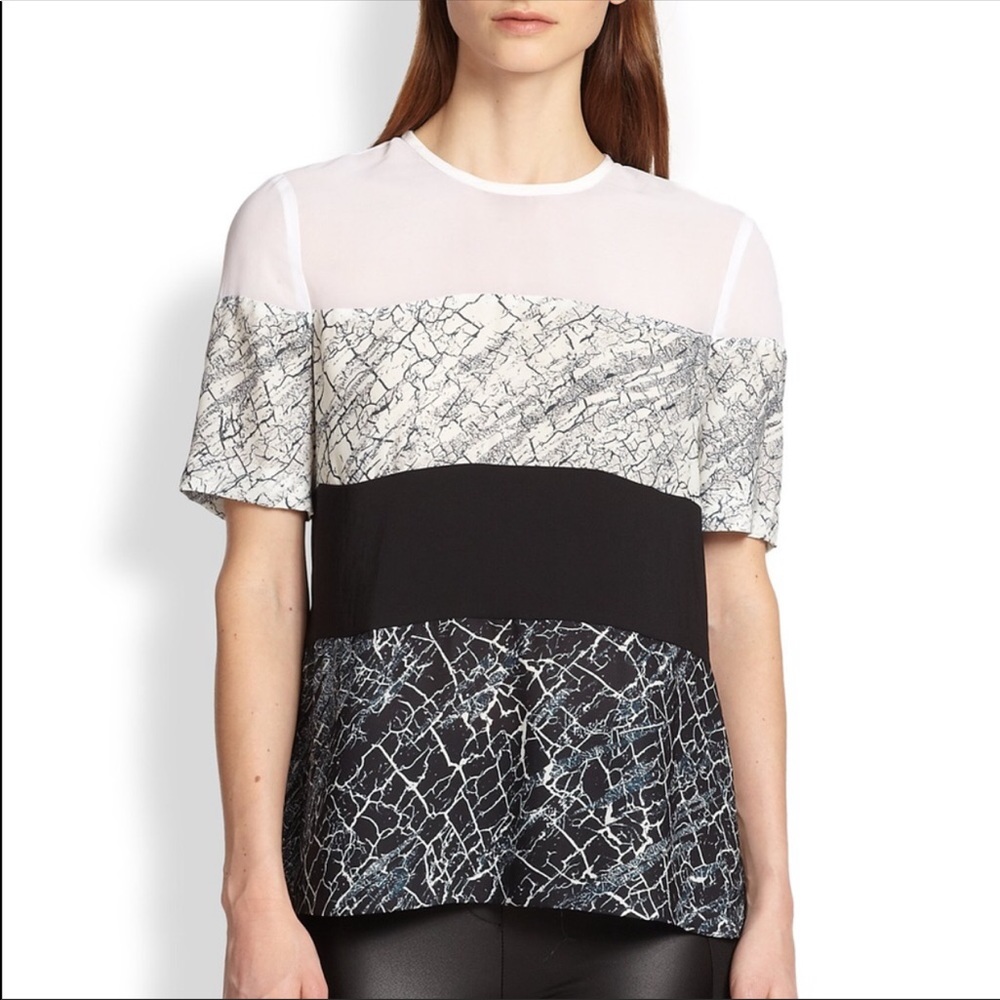 BCBG Maxaxaria Caleste Marble black and white top